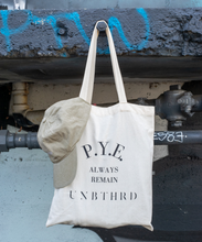 Load image into Gallery viewer, cotton canvas bag with printed protect your energy always remain unbothered logo