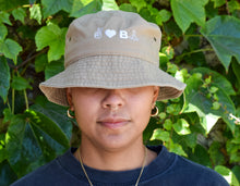 Load image into Gallery viewer, UNISEX BUCKET HAT, PEACE, LOVE, BE UNBTHRD. KHAKI HAT.