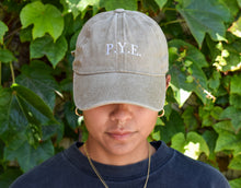 Load image into Gallery viewer, KHAKI COTTON UNISEX BASEBALL CAP EMBROIDERED P.Y.E. LOGO