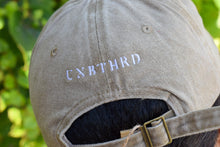 Load image into Gallery viewer, KHAKI COTTON UNISEX BASEBALL CAP EMBROIDERED BACK UNBTHRD LOGO