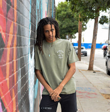 Load image into Gallery viewer, SAGE GREEN OVERSIZED T-SHIRT WITH FULL PROTECT YOUR ENERGY LOGO EMBROIDERED